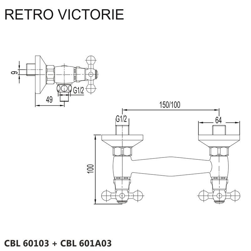 Mereo Retro Viktorie CBL601A03 sprchová batéria 100 mm
