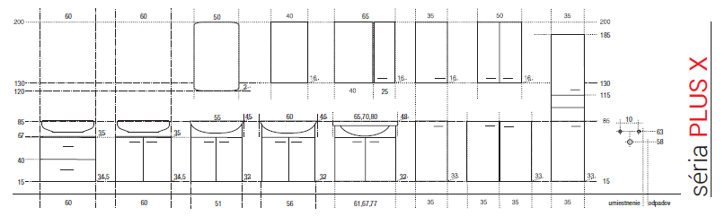 EDEN skrinka PX 27/L M1F1 biela/biela zrkadlová pravá 65(40/25)x70x16,5