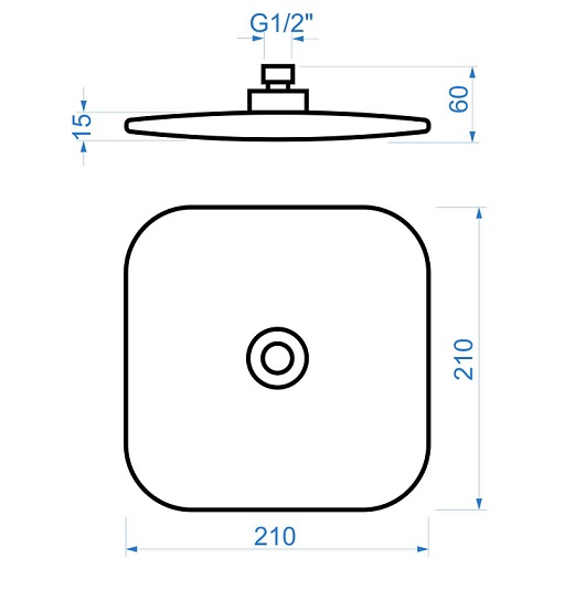 Bahia AQS66321 hlavová sprcha, 210 × 210 mm