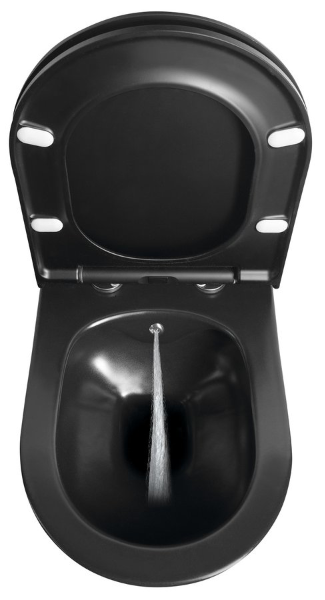 Avva 100312-110 závesná WC misa s bidetovou sprškou, Rimless, 35,5x53 cm, čierna matná