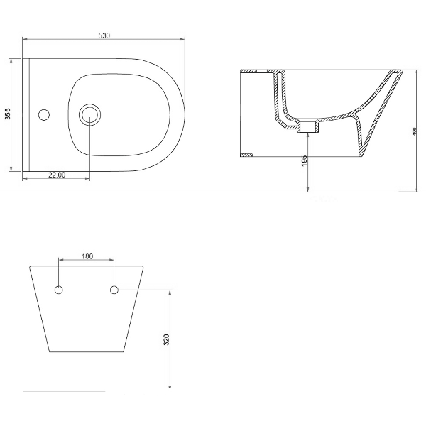 Avva 100324 bidet závesný 35,5x53 cm, biely