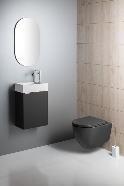 Infinity 10NF02004-2C závesná WC misa, Rimless, 36,5x53cm, antracit