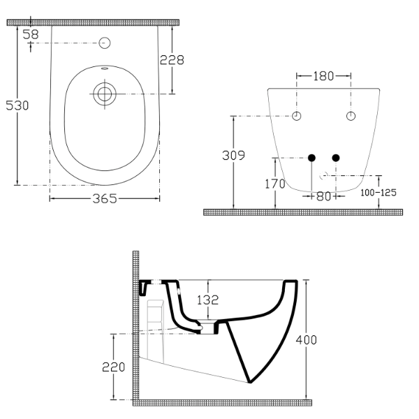 Infinity 10NF41001-2K bidet závesný 36,5x53cm, Ivory
