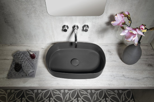 Infinity Oval 10NF65055-2C umývadlo na dosku, 55x36cm, antracit