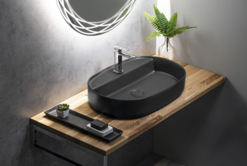 Infinity Oval 10NF65060-2C keramické umývadlo na dosku, 60x40cm, antracit