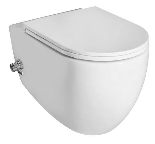Infinity 10NFS1001I závesná WC misa Rimless, integrovaný ventil a bidetová spŕška 36,5x53 cm, biela