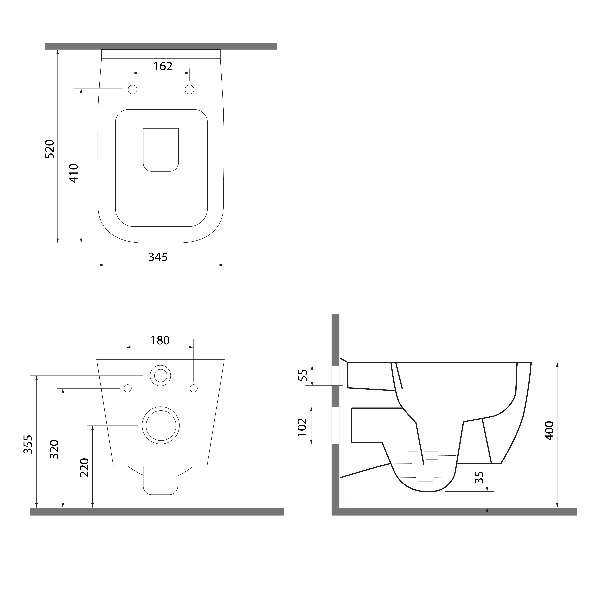 Vea 10VA02001 závesná WC misa, Rimless, 34,5x52cm, biela