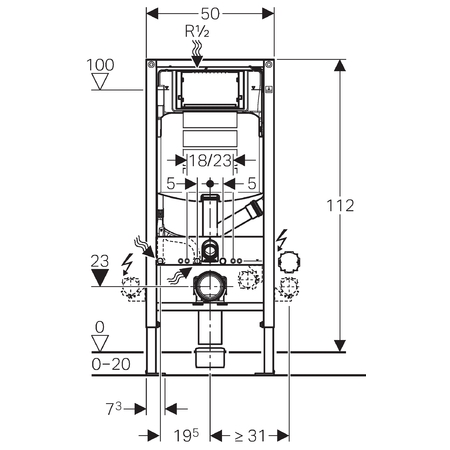 Geberit Duofix pre závesné WC 111.370.00.5 s pripojením odsávania zápachu s filtráciou DuoFresh