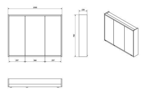 Batu 1141130 galérka 2x LED osvetlenie, 100x71x16cm, biela