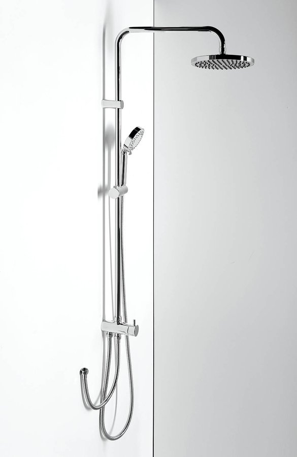 Sapho 1202-13 sprchový stĺp pre nástennú batériu, pevná a ručná sprcha, guľatý, chróm