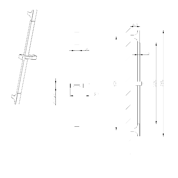 Sapho 1206-07B sprchová tyč, 680mm, ABS/čierna matná