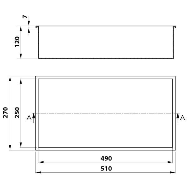 Inserta 1301-53B zapustená polica do obkladu, 510x270 mm, čierna