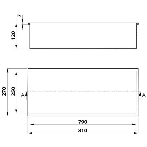 Inserta 1301-82B zapustená polica do obkladu, 810x270 mm, čierna