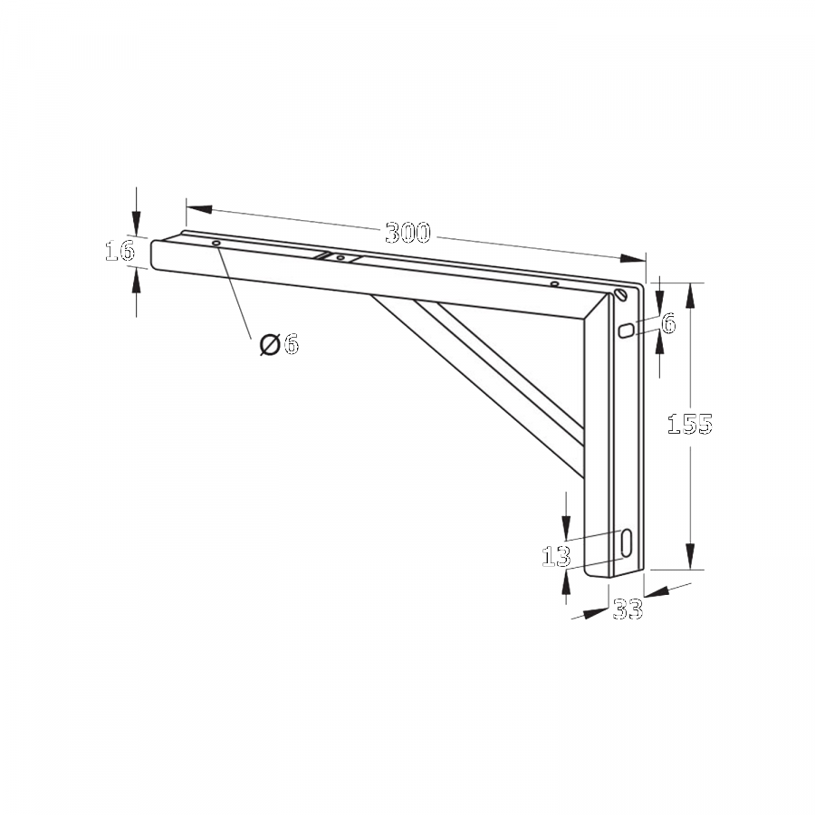 Sapho 30386 podperná konzola 305x160x32 mm, oceľ, 1 kus