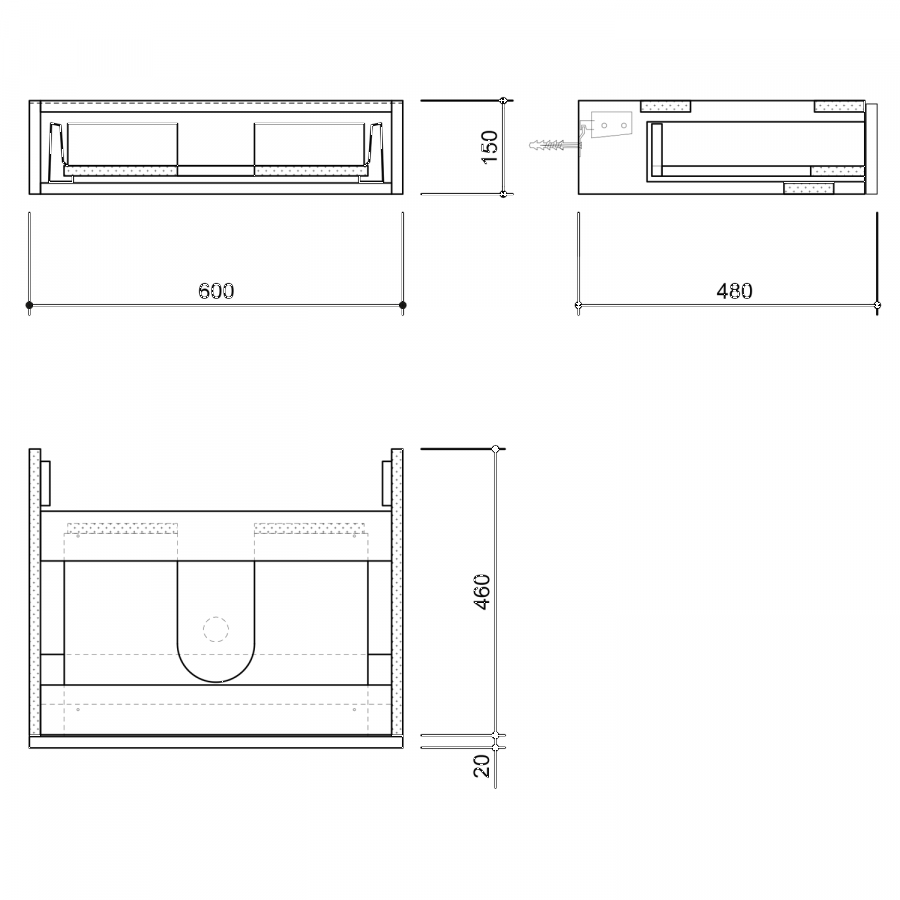 Avice AV605 umývadlová zásuvka 60x15x48cm, biela