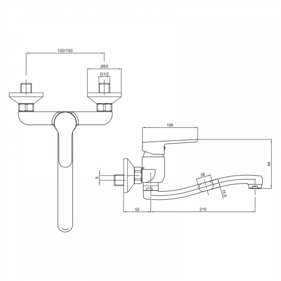 Mereo Zuna CB301Z drezová nástenná batéria, 150 mm