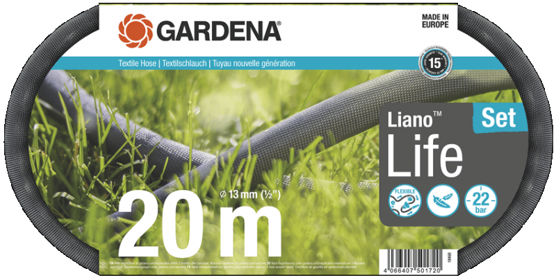 Gardena 18450-20 textilná hadica Liano Life 20 m - sada