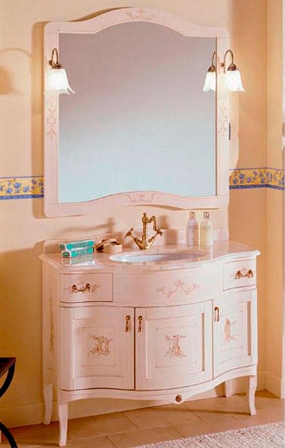 Iris Dec 110-S ID-110 skrinka s umývadlom, 110 cm, mramor Bianco Carrara, avorio dekor