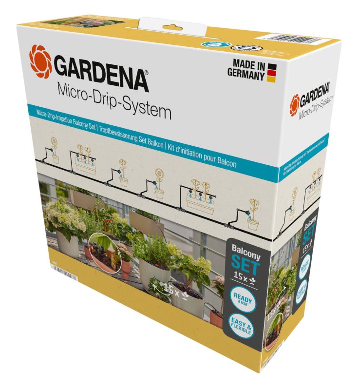 Gardena 13401-20 Micro-Drip-zavlažovanie pre balkónové rastliny (15 rastlín)
