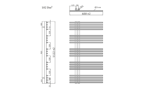 Nympha 1805-16 vykurovacie teleso 600x1122 mm, biele