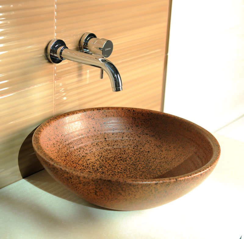 Attila keramické umývadlo, priemer 42,5cm, keramické, terakota hnedá