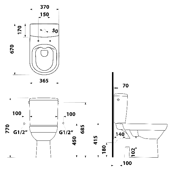 Behrens 201.425.4 rimless WC kombi, zadný odpad