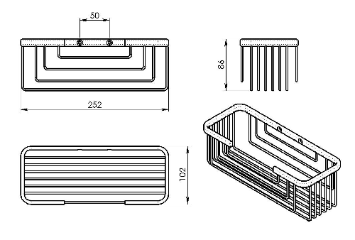 Smart 2419-02 polica, 252x86x102mm, biela