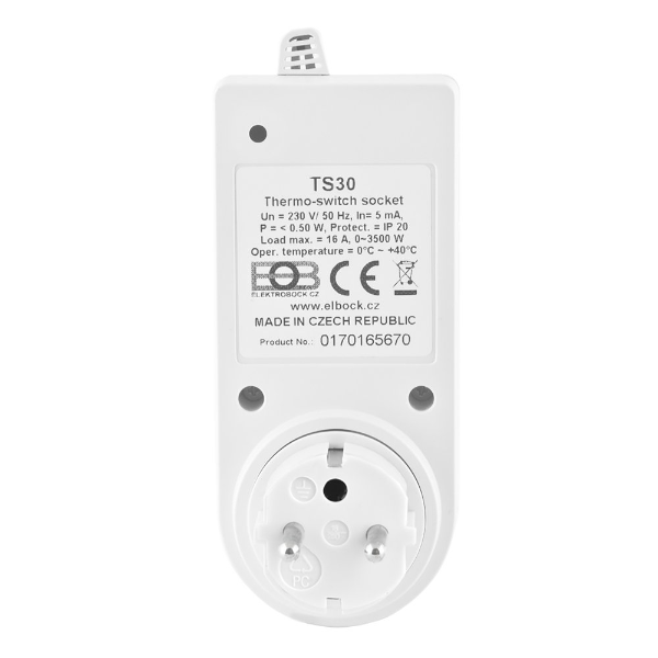 Elektrobock TS30 tepelne spínaná zásuvka