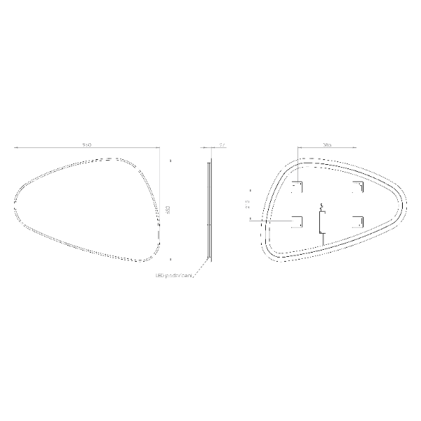 Elena Led 30574CI podsvietené zrkadlo 20W, 68x96cm, čierne matné