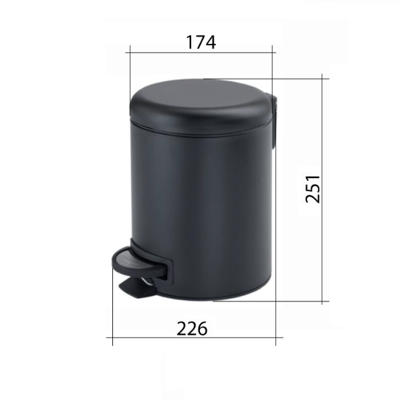 Potty 320981 odpadkový kôš 3l, Soft Close, gun metal