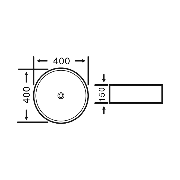 Aqualine 40150 keramické umývadlo na dosku, priemer 40cm, biele