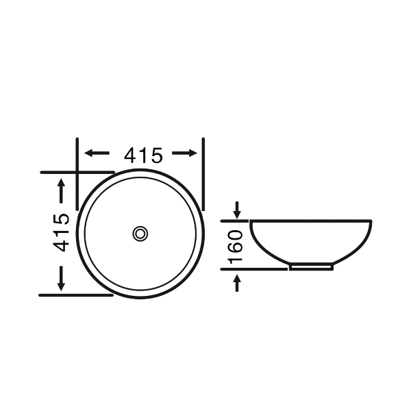 Aqualine 40155 keramické umývadlo na dosku, priemer 41 cm, biele
