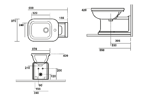 Waldorf 4120K7 bidet 37x65cm, čierny matný