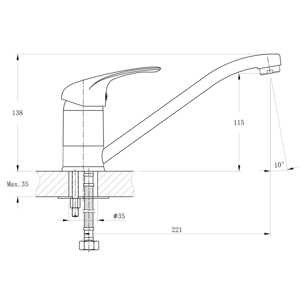 Hoffer 424.050.1 stojanková drezová batéria, výška 221mm, chróm