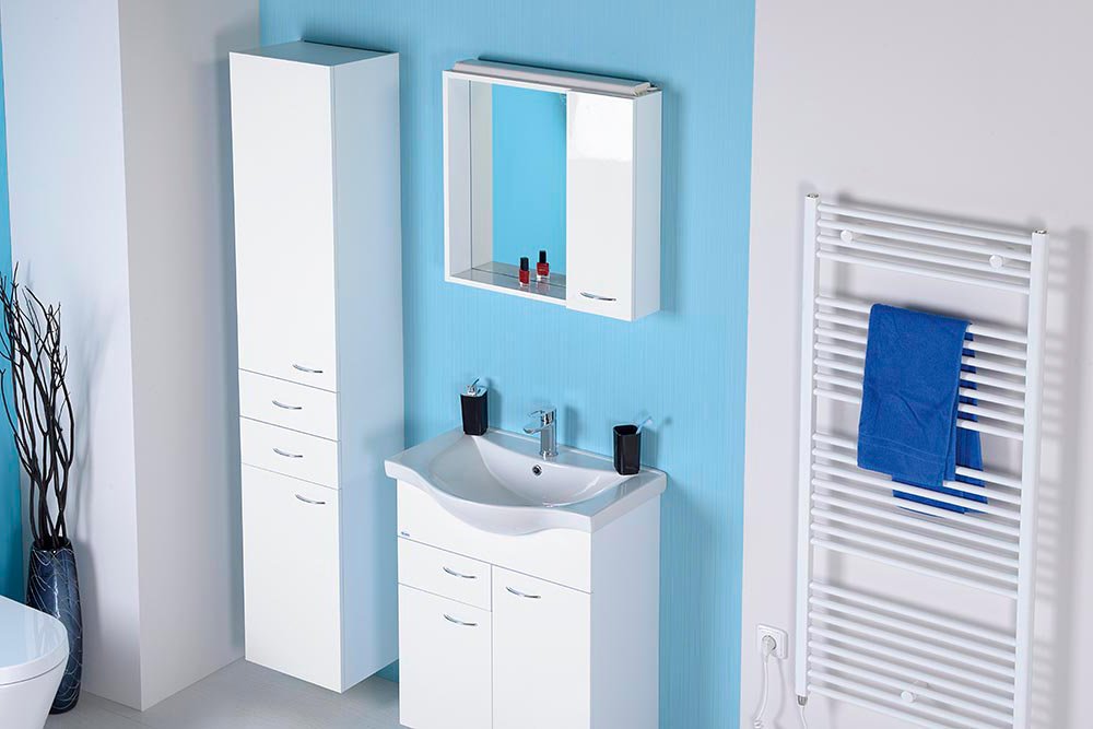 Zoja 45022 galérka s LED osvetlením, 60x60x14 cm, pravá, biela