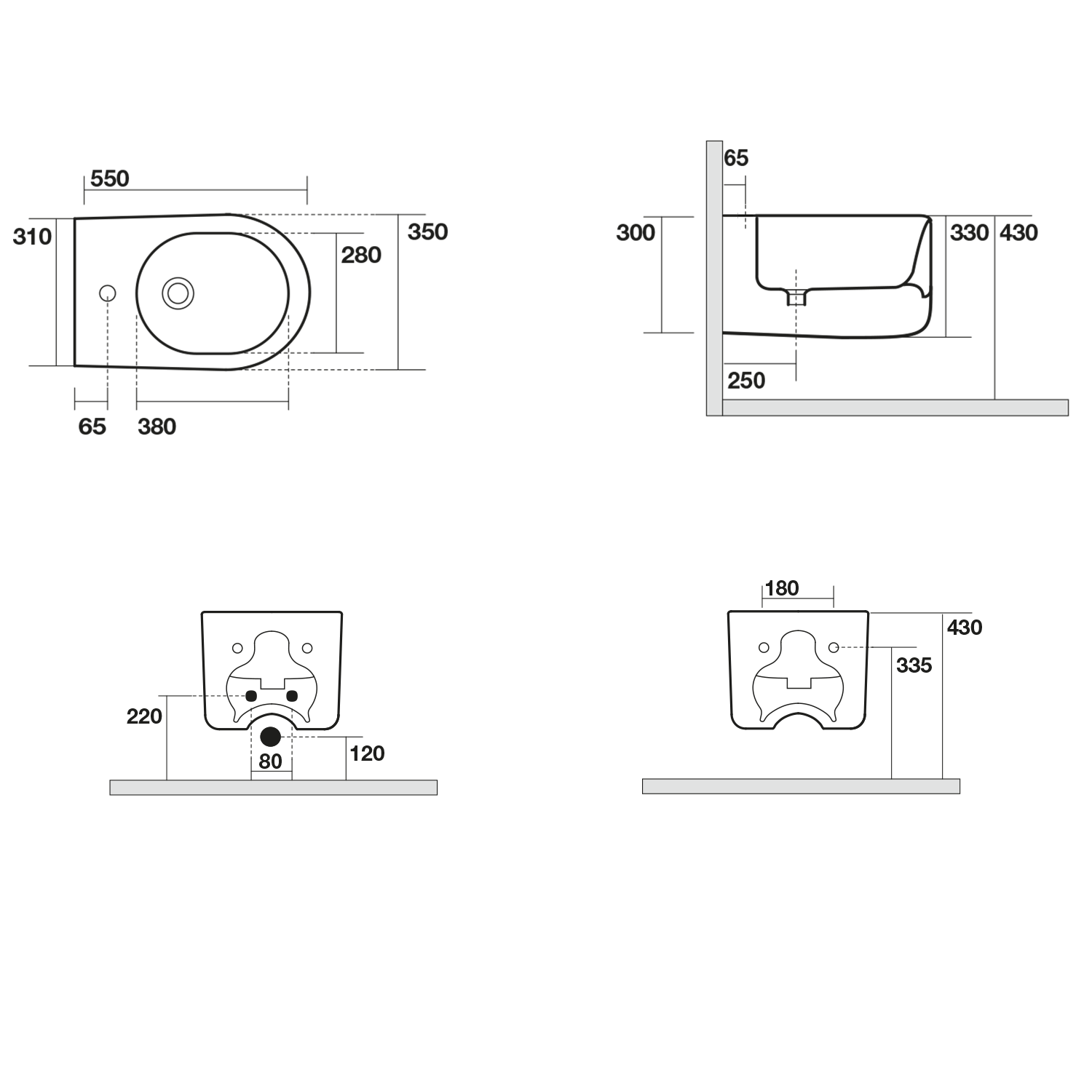 Nolita 532531 bidet závesný 35x33x55 cm, čierny matný