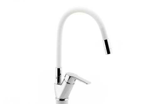 Novaservis Metalia 54 54014F,0B drezová batéria s bielym flexi ramenom, chróm