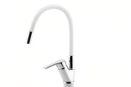 Novaservis Metalia 54 54014F,0B drezová batéria s bielym flexi ramenom, chróm
