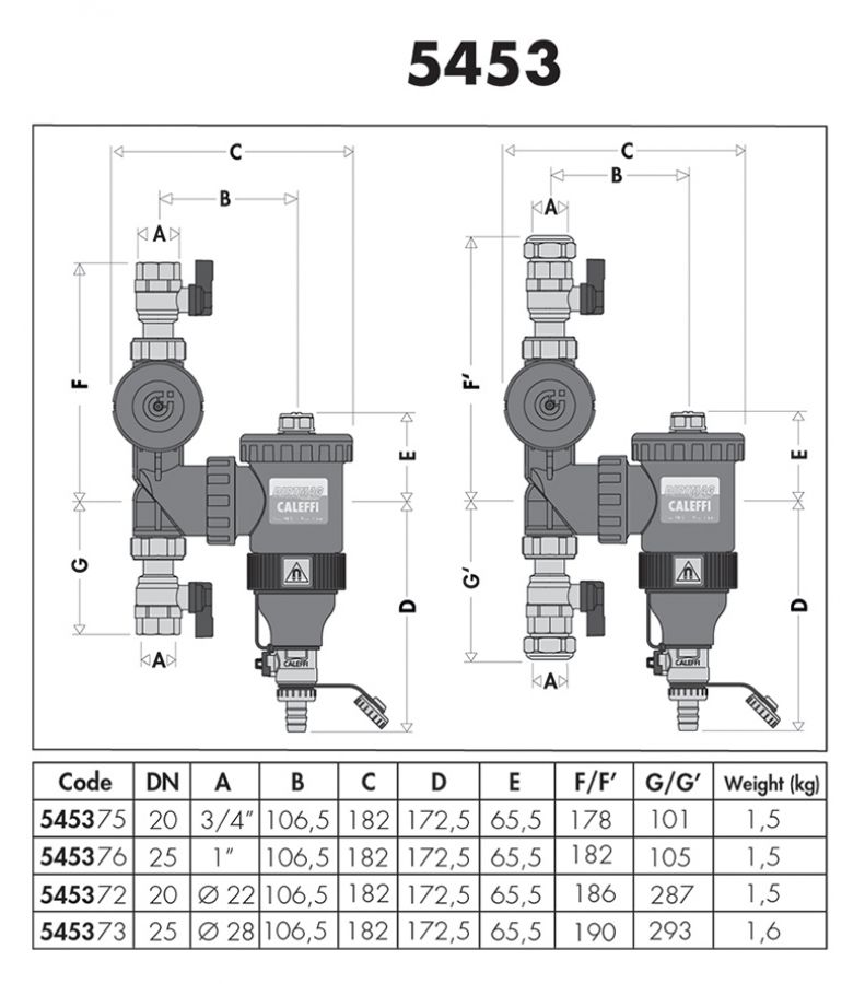 Caleffi odlučovač nečistôt s magnetom DIRTMAGPLUS 3/4" CLF545375