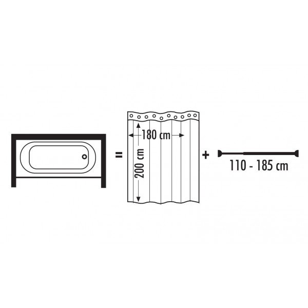 Ridder 55200 teleskopická tyč na sprchový záves, 110-185cm, priemer 25mm, chróm