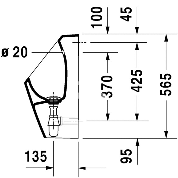 D + S 2 - Pisoár Duravit s tlačným splachovaním Schell