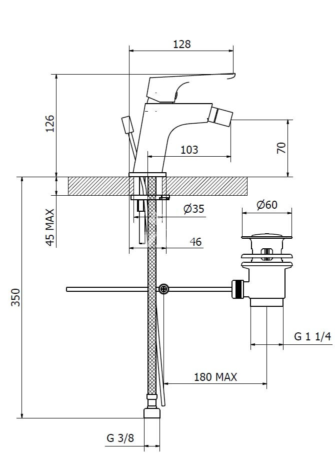 Teorema Edge 8E401BB bidetová batéria, čierna