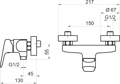 Novaservis Titania Pure 90361/1,0 sprchová nástenná batéria