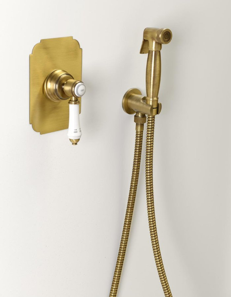 Sapho 9106 bidetová sprcha retro s hadicou a držiakom sprchy s vyústením, bronz