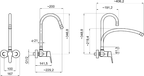 Ferro 94484,0S drezová batéria s elastickým ramenom 100mm, šedá-chróm