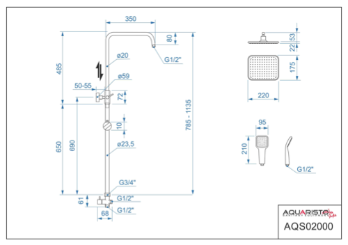 Pulzar SET AQS02000 PU sprchový komplet