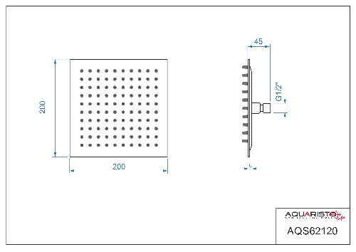 Superslim AQS62120 hlavová sprcha 200 x 200 mm