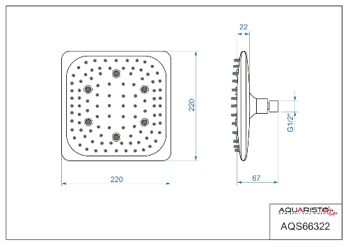 Camacari AQS66322 hlavová sprcha 220 x 220 mm