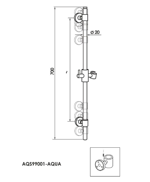 Aqua AQS99001 sprchová tyč, dĺžka 70cm, kov