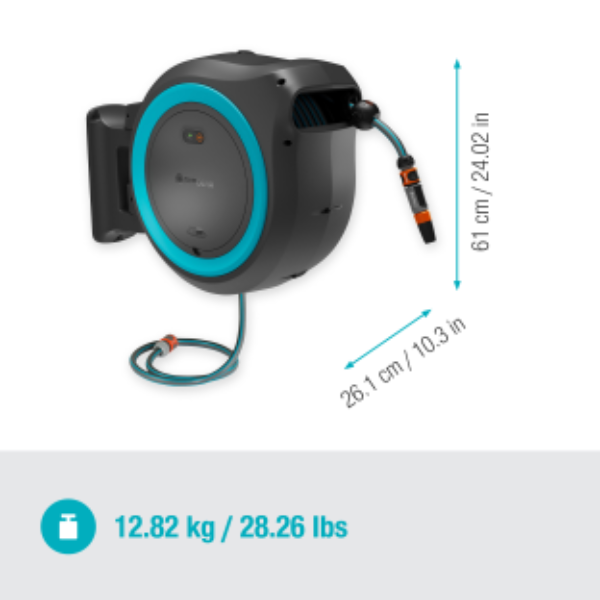Gardena 18640-20 akumulátorový nástenný box na hadicu PowerRoll XL